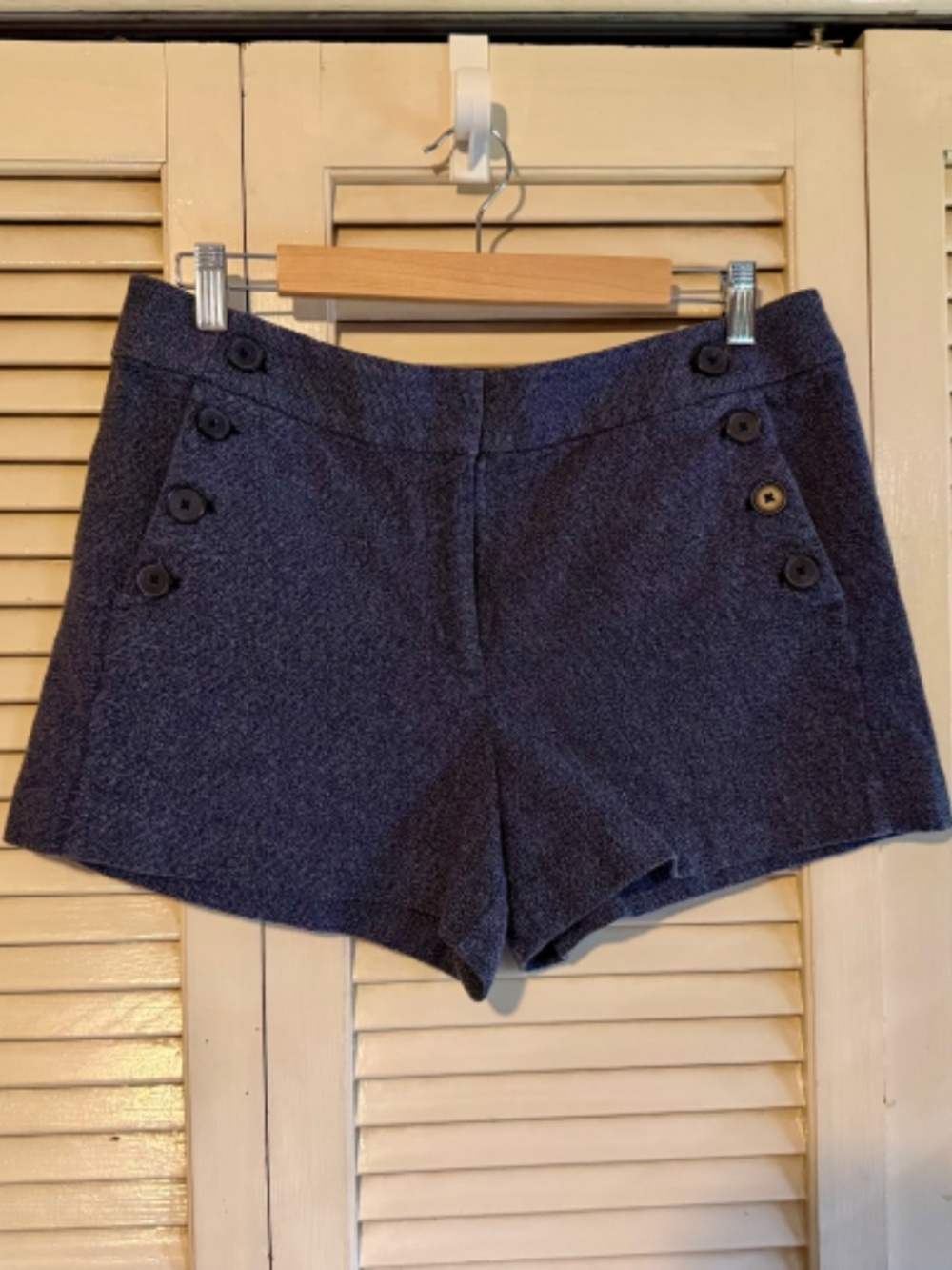 LOFT Riviera Shorts with a Textured Finish and Sailor-style Buttons - Size 12